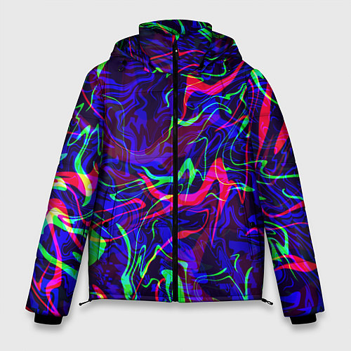 Мужская зимняя куртка Неон: яркие линии / 3D-Черный – фото 1