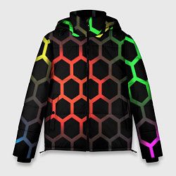 Куртка зимняя мужская Gradient hexagon genshin, цвет: 3D-черный