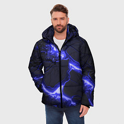 Куртка зимняя мужская Красивая синяя неоновая лава, цвет: 3D-светло-серый — фото 2