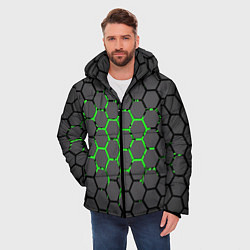 Куртка зимняя мужская Абстрактыные соты, цвет: 3D-черный — фото 2