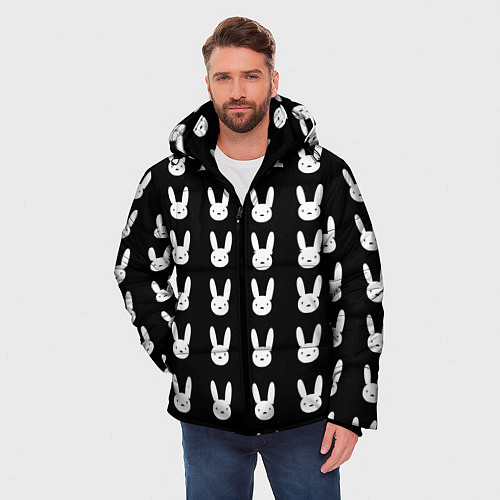 Мужская зимняя куртка Bunny pattern black / 3D-Светло-серый – фото 3