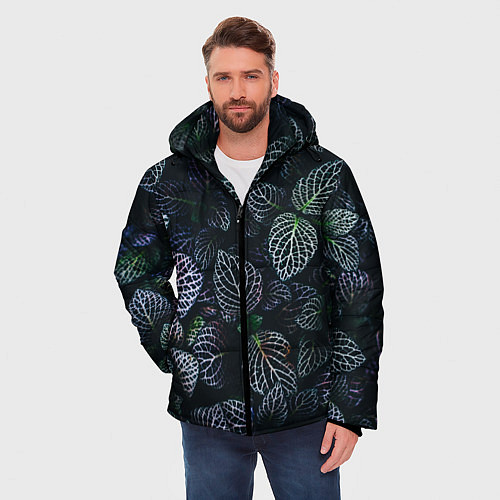 Мужская зимняя куртка Паттерн из множества тёмных цветов / 3D-Светло-серый – фото 3