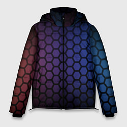 Куртка зимняя мужская Abstract hexagon fon, цвет: 3D-красный
