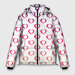 Куртка зимняя мужская Разноцветные сердечки для дня святого валентина, цвет: 3D-черный