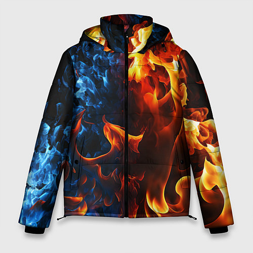Мужская зимняя куртка Битва огней - два пламени / 3D-Черный – фото 1