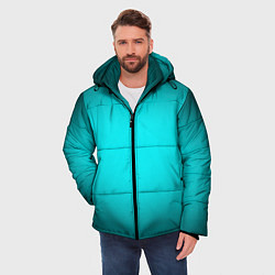 Куртка зимняя мужская Неоновый синий градиент, цвет: 3D-черный — фото 2