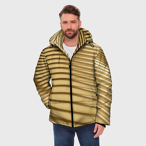 Мужская зимняя куртка Золотой волнистый фон / 3D-Светло-серый – фото 3