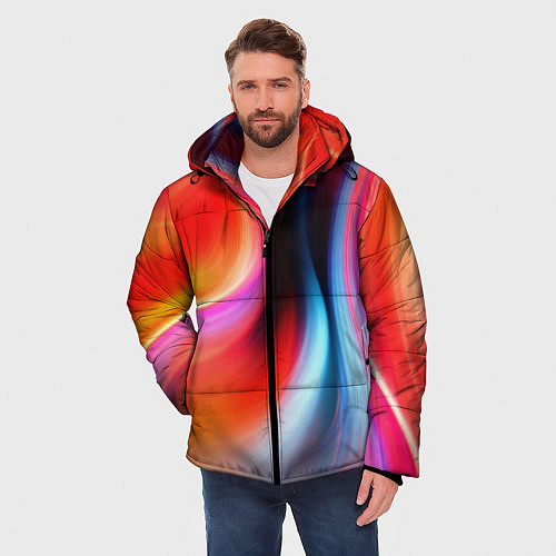 Мужская зимняя куртка Радужные волны / 3D-Светло-серый – фото 3