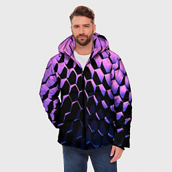 Куртка зимняя мужская Шестиугольники волны, цвет: 3D-светло-серый — фото 2
