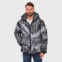 Куртка зимняя мужская Графическая фантазия абстракт, цвет: 3D-черный — фото 2