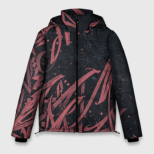 Мужская зимняя куртка Бордовое граффити / 3D-Светло-серый – фото 1