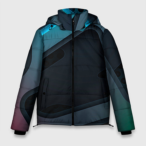 Мужская зимняя куртка Абстракция металл / 3D-Черный – фото 1