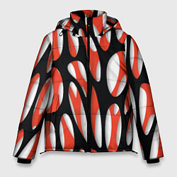 Куртка зимняя мужская Красные и черные сетчатые прожилки, цвет: 3D-черный