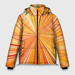 Куртка зимняя мужская Абстрактные лучи оттенков оранжевого, цвет: 3D-черный