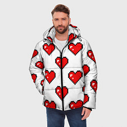 Куртка зимняя мужская Сердца в стиле пиксель-арт, цвет: 3D-светло-серый — фото 2