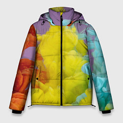 Куртка зимняя мужская Абстрактные разноцветные объёмные дымы, цвет: 3D-черный