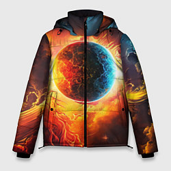 Мужская зимняя куртка Планета в огненном космосе