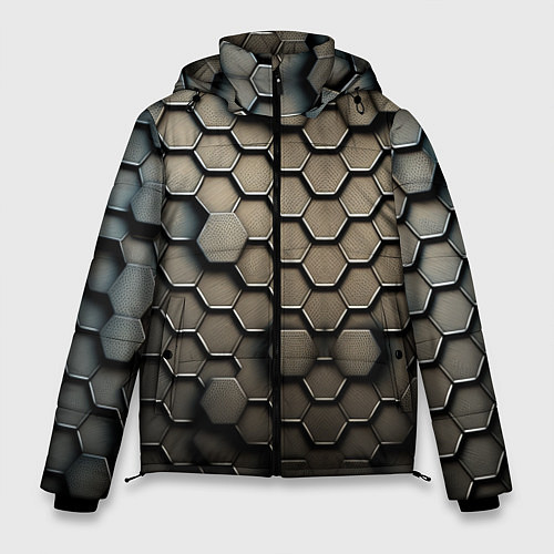 Мужская зимняя куртка Сталь и соты / 3D-Черный – фото 1