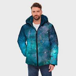Куртка зимняя мужская Абстрактный светло-синий космос и звёзды, цвет: 3D-светло-серый — фото 2
