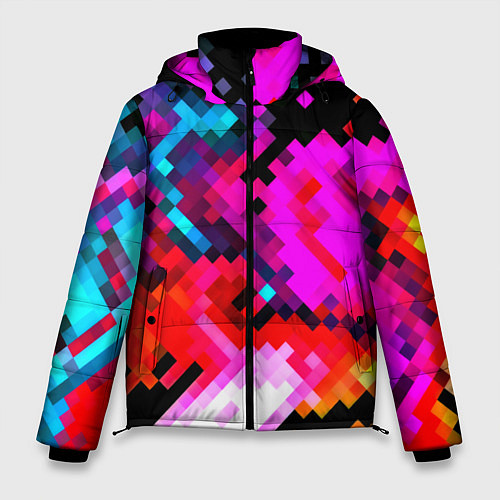 Мужская зимняя куртка Pixel neon mosaic / 3D-Светло-серый – фото 1