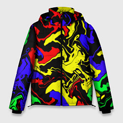Куртка зимняя мужская Разводы цветных красок, цвет: 3D-черный