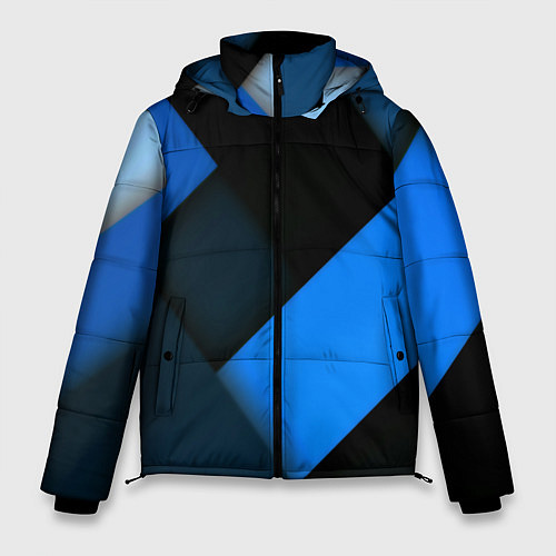 Мужская зимняя куртка Геометрия синие полосы / 3D-Светло-серый – фото 1