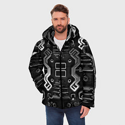 Куртка зимняя мужская Нейроарт киберпанк ЧБ, цвет: 3D-красный — фото 2