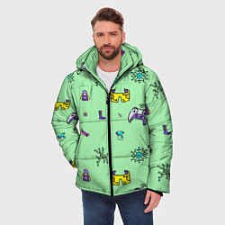 Куртка зимняя мужская Паттерн - геймер, цвет: 3D-светло-серый — фото 2