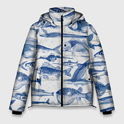Куртка зимняя мужская Морские рыбы, цвет: 3D-светло-серый