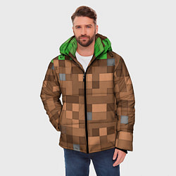 Куртка зимняя мужская Блоки майнкрафта, цвет: 3D-красный — фото 2
