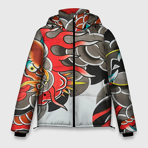Мужская зимняя куртка Иредзуми: дракон в дыму / 3D-Черный – фото 1