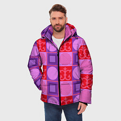 Куртка зимняя мужская Цветной круг и круг из точек, цвет: 3D-красный — фото 2