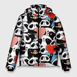 Куртка зимняя мужская Панды с сердечками, цвет: 3D-светло-серый