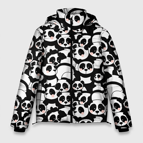 Мужская зимняя куртка Чёрно-белые панды / 3D-Черный – фото 1