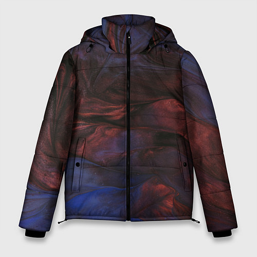 Мужская зимняя куртка Тёмные переливающиеся волны с блёстками / 3D-Черный – фото 1