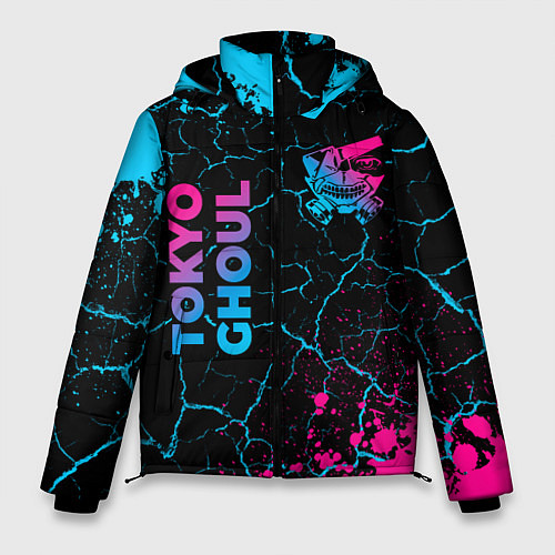 Мужская зимняя куртка Tokyo Ghoul - neon gradient: надпись, символ / 3D-Черный – фото 1
