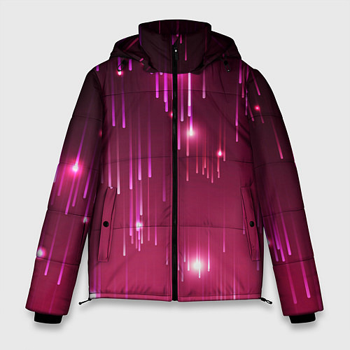 Мужская зимняя куртка Светящиеся розовые линии / 3D-Черный – фото 1