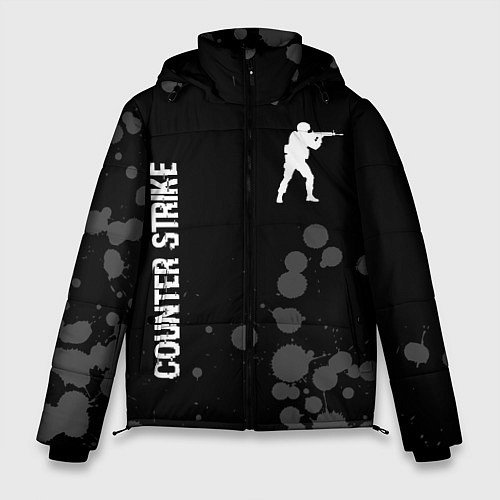 Мужская зимняя куртка Counter Strike glitch на темном фоне: надпись, сим / 3D-Черный – фото 1
