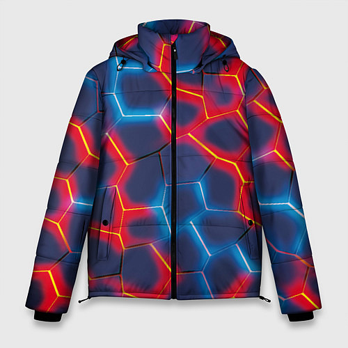 Мужская зимняя куртка Красный и синий неон / 3D-Черный – фото 1