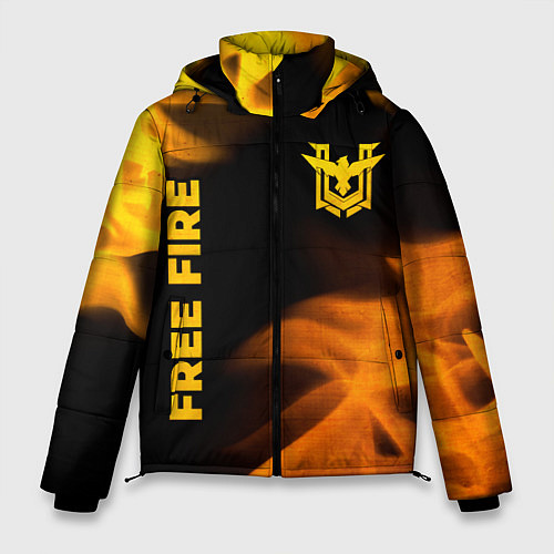 Мужская зимняя куртка Free Fire - gold gradient: надпись, символ / 3D-Черный – фото 1