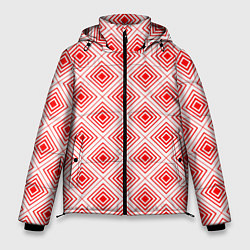 Куртка зимняя мужская Красный ромбический паттерн, цвет: 3D-светло-серый