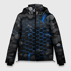Куртка зимняя мужская Взрыв синих плит, цвет: 3D-черный