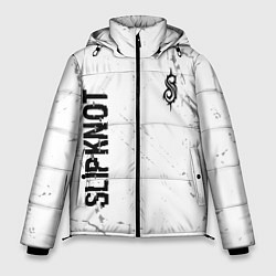 Куртка зимняя мужская Slipknot glitch на светлом фоне: надпись, символ, цвет: 3D-черный