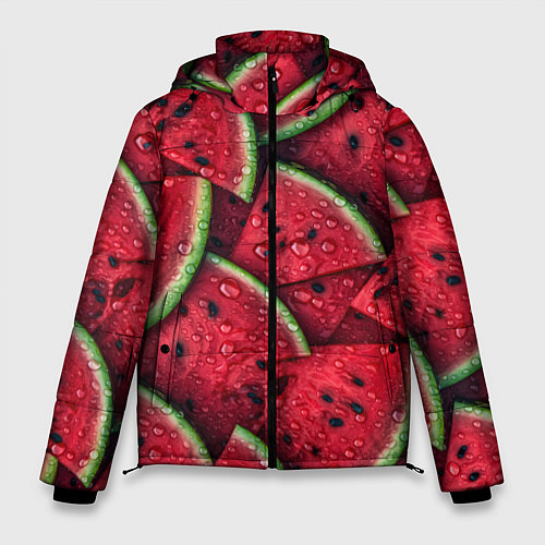 Мужская зимняя куртка Сочная текстура из долек арбуза / 3D-Черный – фото 1