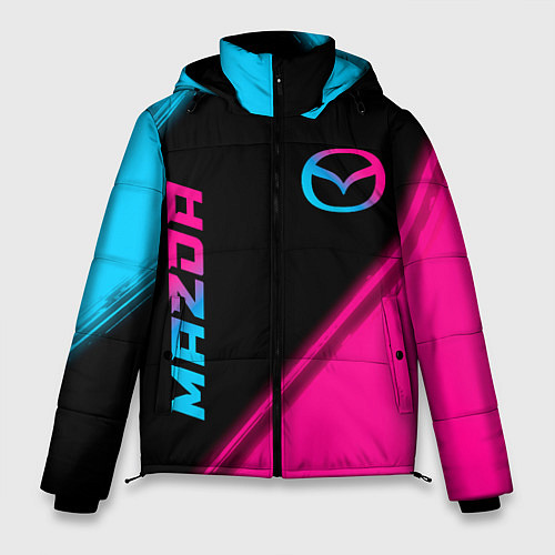 Мужская зимняя куртка Mazda - neon gradient: надпись, символ / 3D-Черный – фото 1