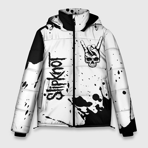 Мужская зимняя куртка Slipknot и рок символ на светлом фоне / 3D-Черный – фото 1