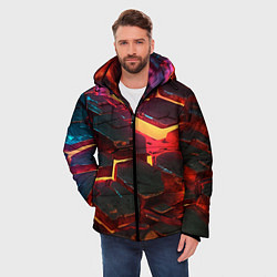 Куртка зимняя мужская Сломанные лавовые наносоты, цвет: 3D-светло-серый — фото 2