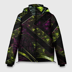 Куртка зимняя мужская Темные фиолетовые и зеленые вставки, цвет: 3D-светло-серый