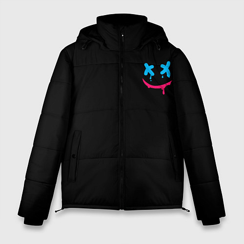 Мужская зимняя куртка Рисунок в стиле граффити Smile / 3D-Черный – фото 1