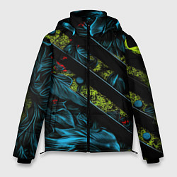 Куртка зимняя мужская Зеленая объемная абстракция, цвет: 3D-красный